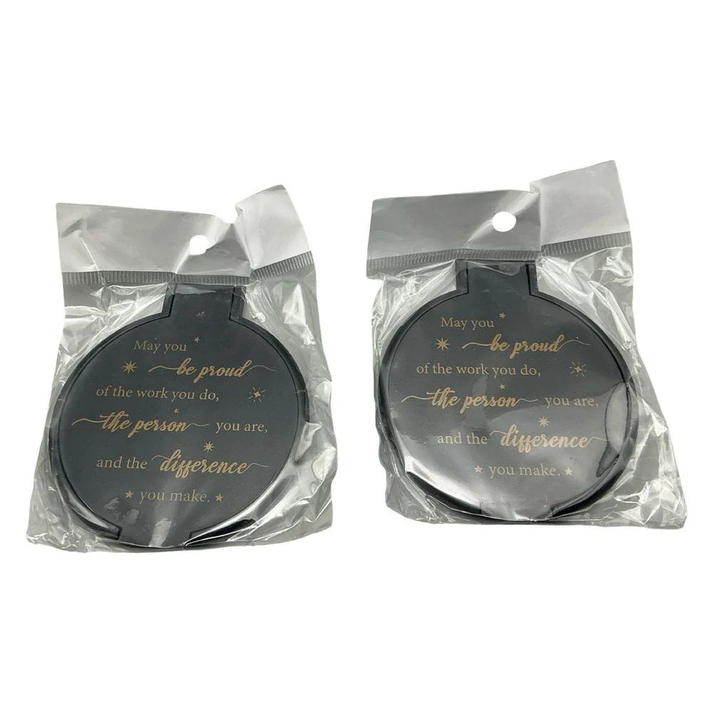 10 Piece Inspirational Compact Mirror Set Black Gold Motivational Quotes
